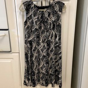 Petite black and white snake print dress